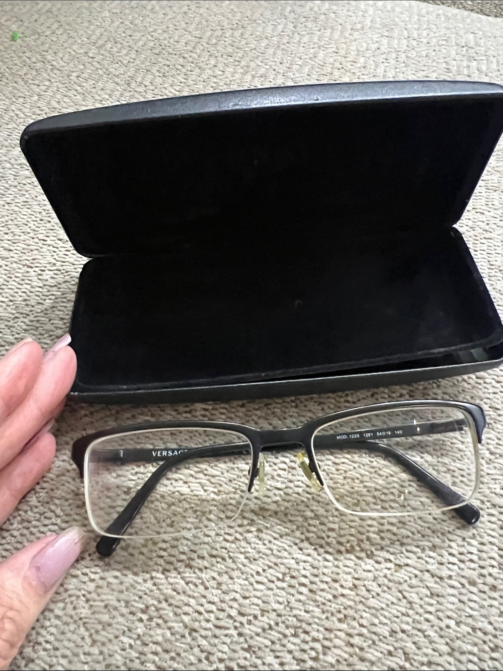 Versace Men's Semi-Rimless Glasses in Black and